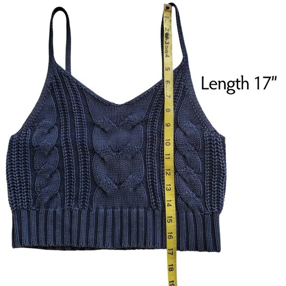 American Eagle Crochet Knit Cropped Tank Navy Blue Size M - Picture 9 of 11